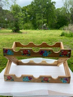 The Pioneer Woman Acacia Wood Spring Bouquet Wine Rack 6 Bottles